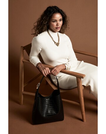 Luella Grey Ariadne Black Croc Hobo