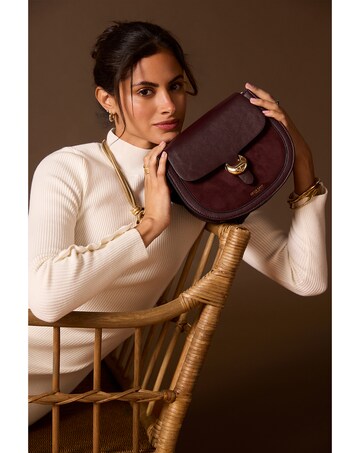 Luella Grey Venetia Black Cherry Saddle Crossbody