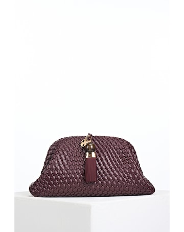 Luella Grey Indigo Black Cherry Oversized Clutch
