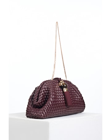 Luella Grey Indigo Black Cherry Oversized Clutch