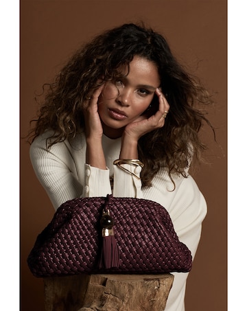 Luella Grey Indigo Black Cherry Oversized Clutch