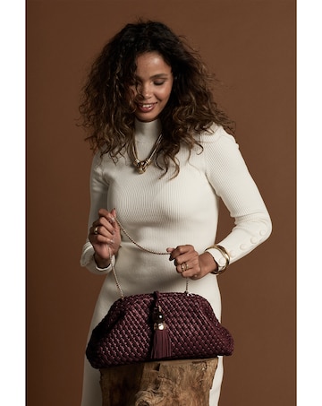Luella Grey Indigo Black Cherry Oversized Clutch