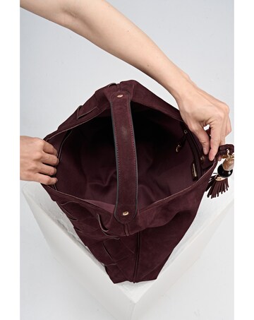 Luella Grey Pandora Weave Black Cherry Suede Weave Slouch Hobo