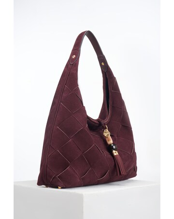 Luella Grey Pandora Weave Black Cherry Suede Weave Slouch Hobo
