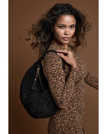 Luella Grey Theodora Black Suede Scoop Hobo
