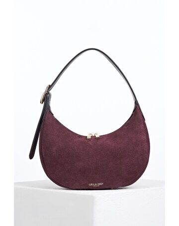 Luella Grey Blythe Black Cherry Suede Scoop Shoulder Bag