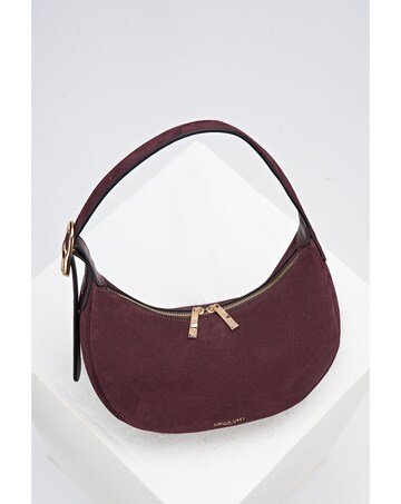 Luella Grey Blythe Black Cherry Suede Scoop Shoulder Bag