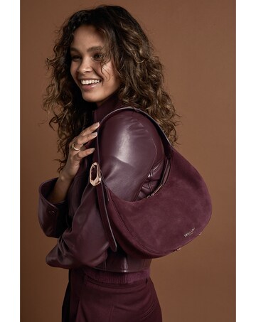 Luella Grey Blythe Black Cherry Suede Scoop Shoulder Bag