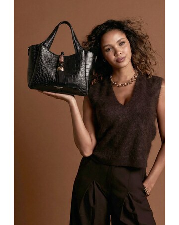 Luella Grey Etta Black Croc Small Tote