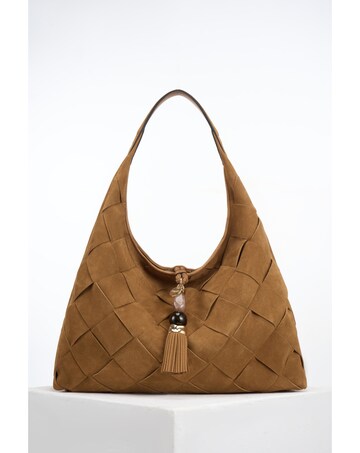 Luella Grey Pandora Weave Tan Suede Weave Slouch Hobo