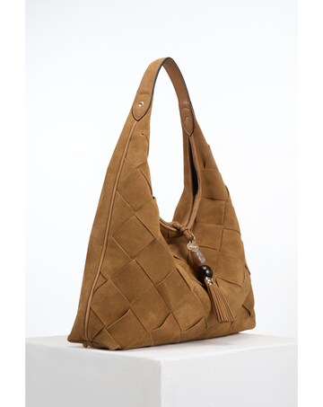 Luella Grey Pandora Weave Tan Suede Weave Slouch Hobo