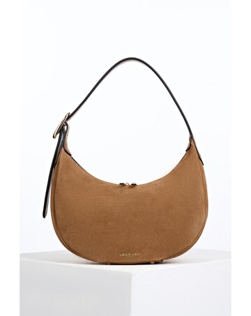 Luella Grey Blythe Tan Suede Scoop Shoulder Bag