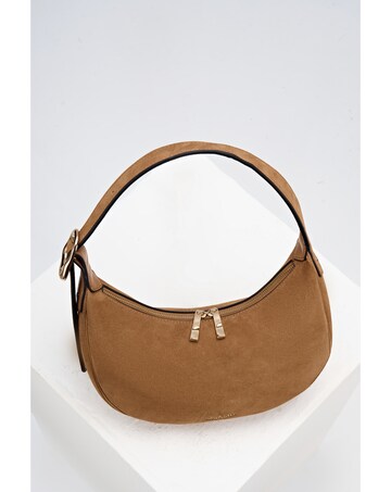 Luella Grey Blythe Tan Suede Scoop Shoulder Bag