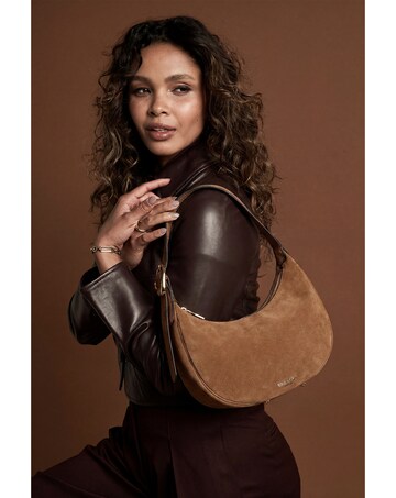 Luella Grey Blythe Tan Suede Scoop Shoulder Bag
