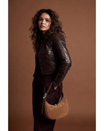 Luella Grey Blythe Tan Suede Scoop Shoulder Bag