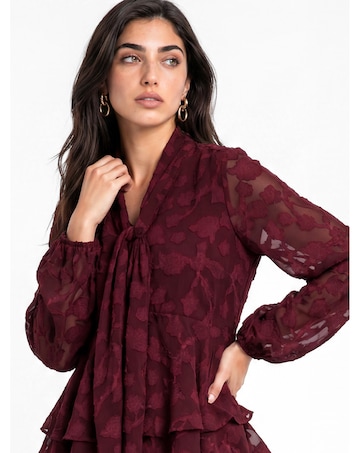 Lovedrobe Burnout Pussybow Peplum Blouse