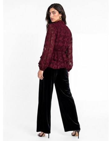 Lovedrobe Burnout Pussybow Peplum Blouse