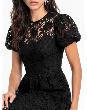 Lovedrobe Floral Lace Puff Sleeve Dress