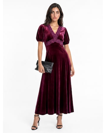 Lovedrobe V Neck Velvet Midaxi Dress