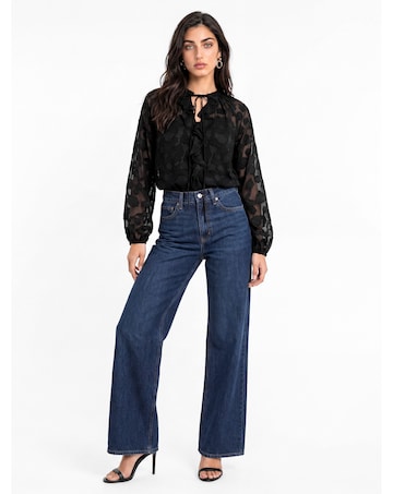 Lovedrobe Floral Burnout Ruffle Blouse