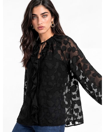 Lovedrobe Floral Burnout Ruffle Blouse