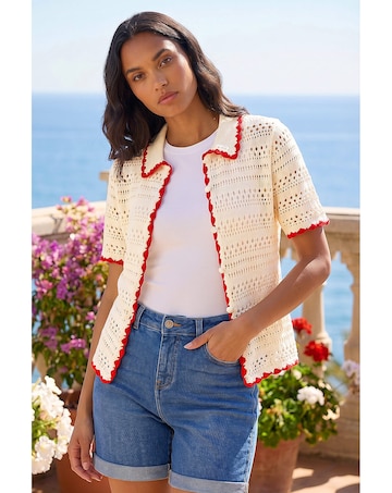 Roman Collar Button Knit Top