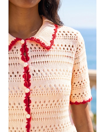 Roman Collar Button Knit Top