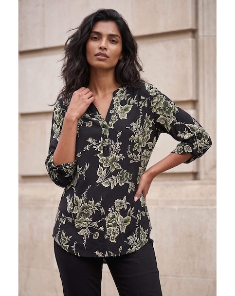 Roman Floral Puff Print Stretch Shirt