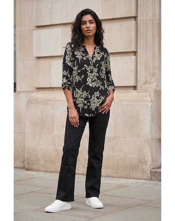 Roman Floral Puff Print Stretch Shirt