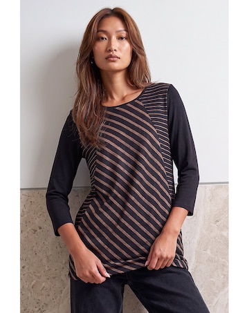 Roman Stripe Snood Tunic Top