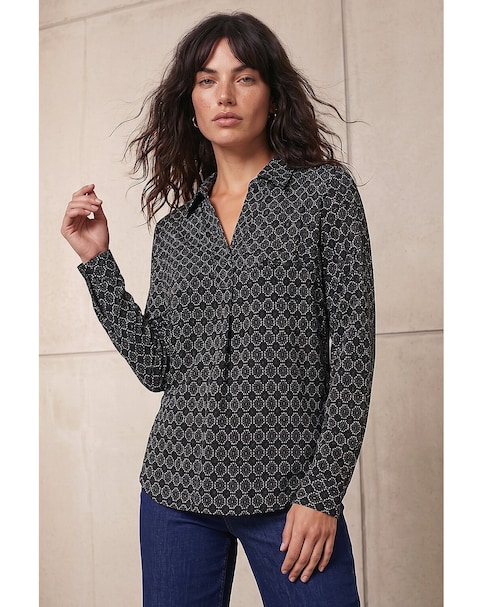 Roman Geometric Puff Print Stretch Shirt