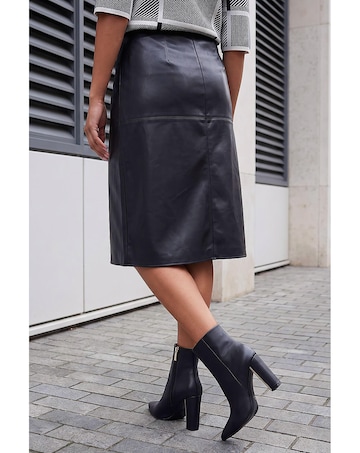 Roman Faux Leather Panel Pencil Skirt