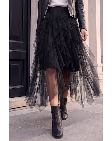 Roman Elastic Waist Layered A Line Skirt
