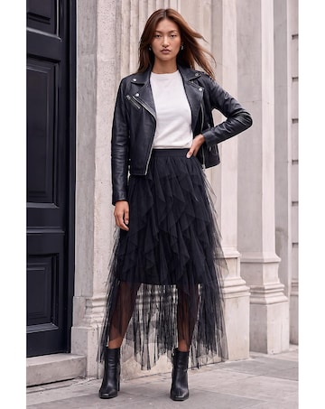 Roman Elastic Waist Layered A Line Skirt
