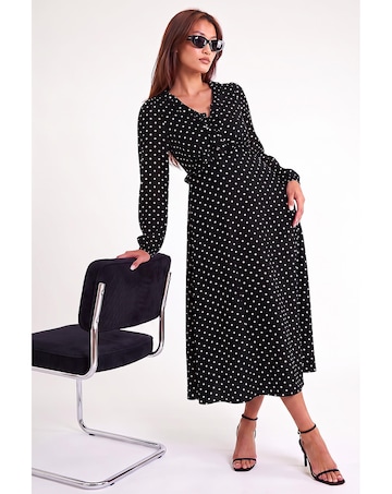 Roman Polka Dot Frill Midi Dress