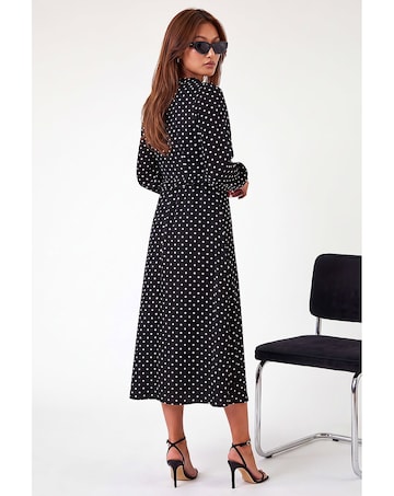 Roman Polka Dot Frill Midi Dress