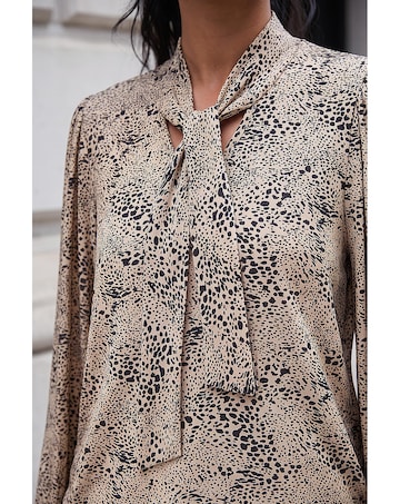 Roman Tie Neck Animal Top