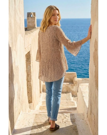 Roman Spot Print Pleated Tunic Top