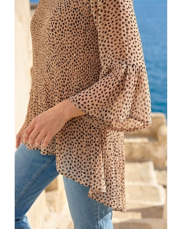 Roman Spot Print Pleated Tunic Top