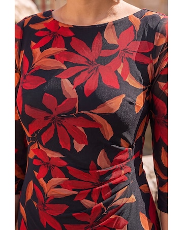 Roman Floral Print Stretch Mesh Dress