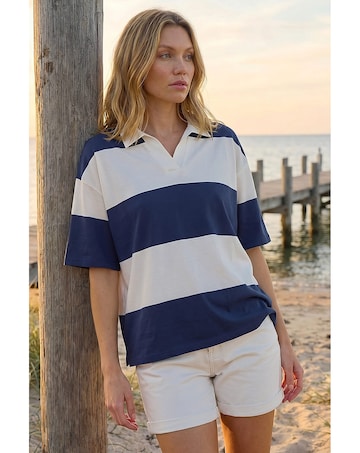 Roman Collared Stripe T-Shirt