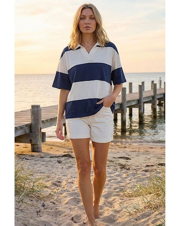 Roman Collared Stripe T-Shirt