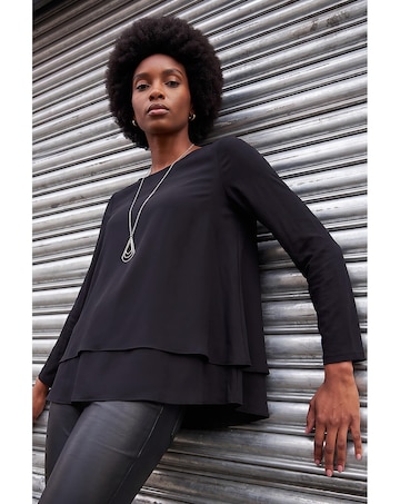 Roman Chiffon Overlay Necklace Top