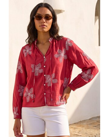 Roman Floral Embroidered Blouse