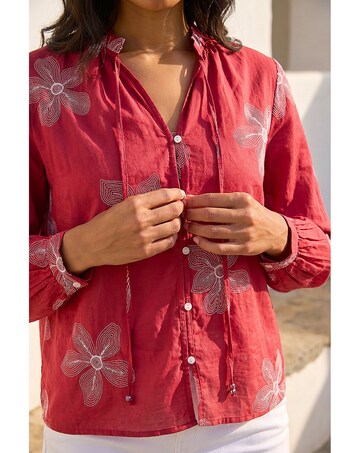 Roman Floral Embroidered Blouse