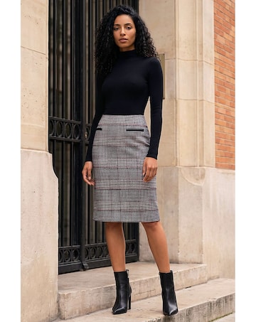 Roman Dogtooth Check Skirt