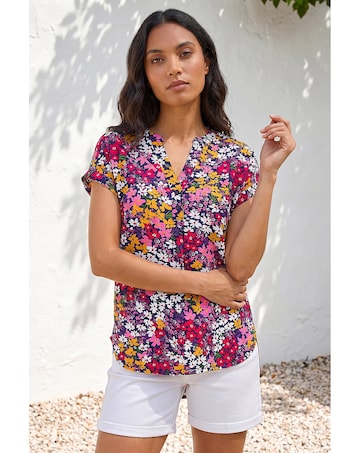 Roman Floral Print Stretch Shirt