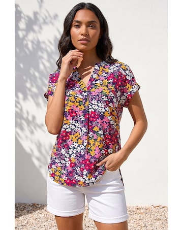 Roman Floral Print Stretch Shirt