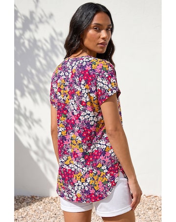 Roman Floral Print Stretch Shirt