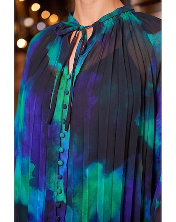 Roman Watercolour Tie Neck Blouse